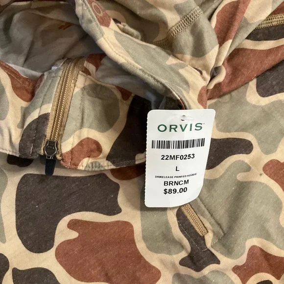 NWT Orvis Camouflage Lightweight Long Sleeve Camo Pattern Pullover Shirt Large - Picture 6 of 8